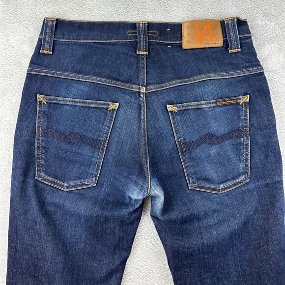 Nudie Jeans Co Dark Blue Denim thin Finn Dry Tight Pants Men’s Size 32x34 US - Picture 7 of 15